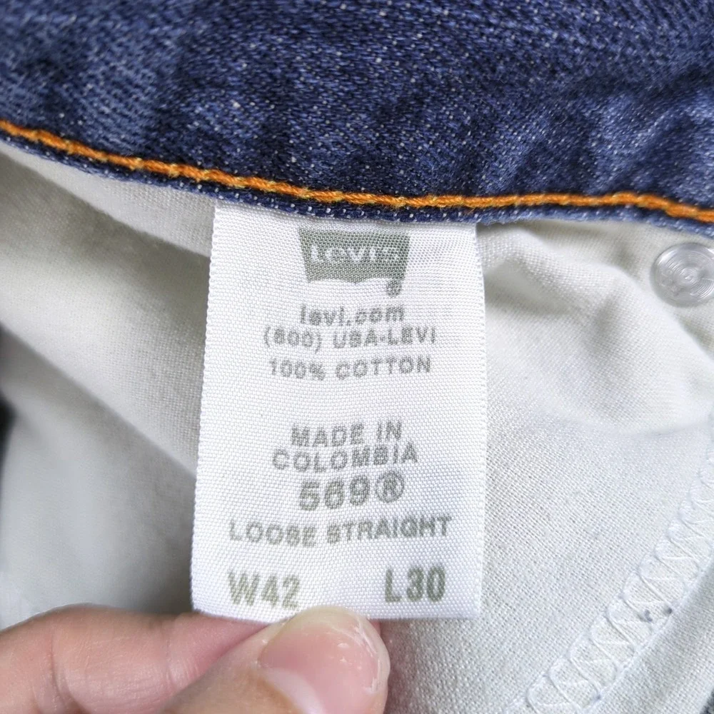Y2K Levis 569 Jeans Mens 42x30 Blue Medium Wash Denim Loose Straight Relaxed Fit